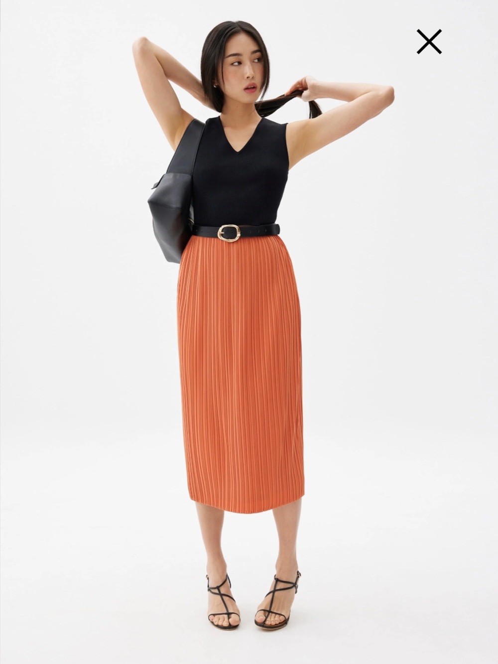 Love Bonito Gym Pleated Column Midi Skirt Terracotta Size M NWOT